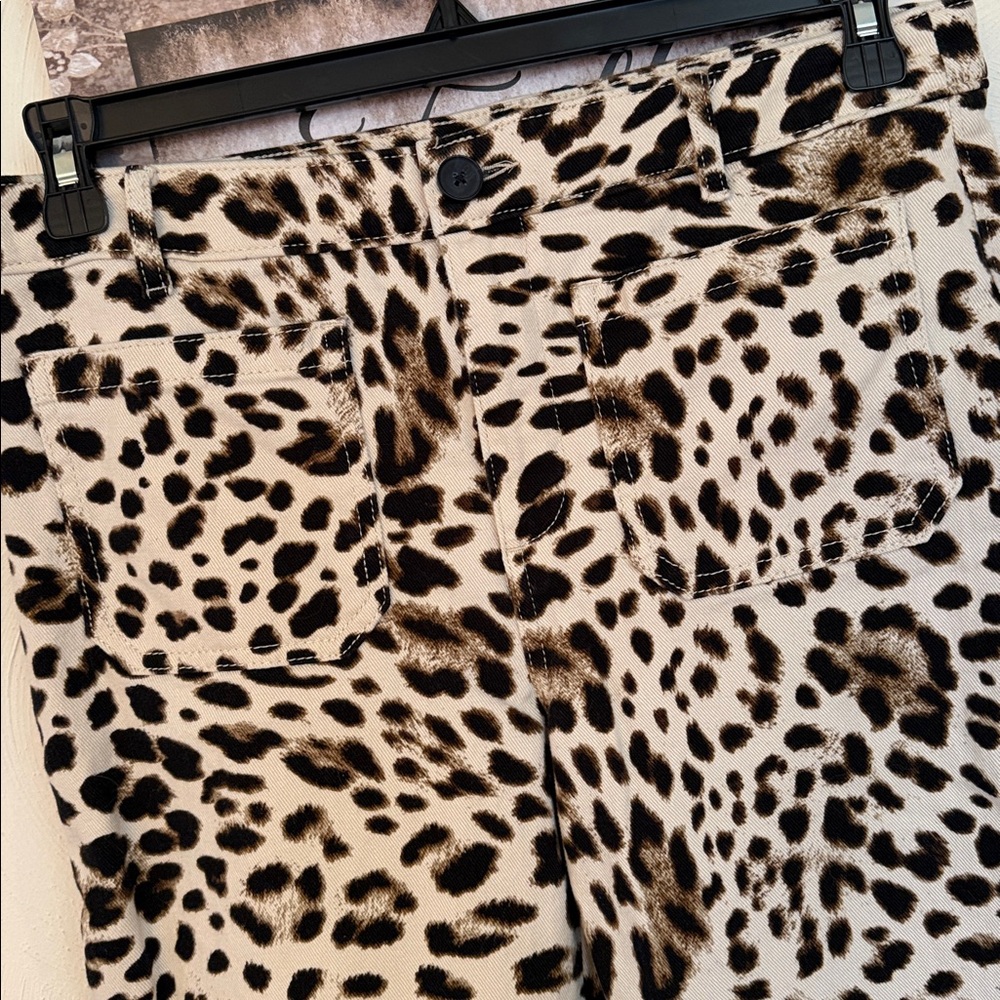 Loft Outlet Leopard Print Palmer Wide Leg Pants - Neutral Animal Print - Picture 2 of 7